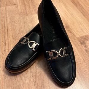 Anne Klein Black Flats with Silver Buckle